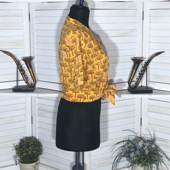 Urban Outfitters Hawaiian Crop Top Tropical Palm Print Small - Picture 4 of 12